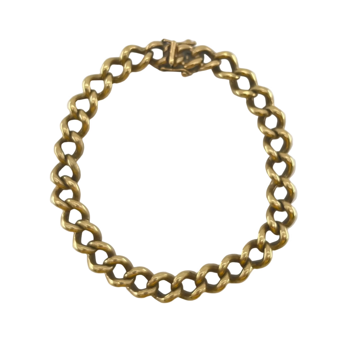9ct Old Style Curb Bracelet 9.6" Carat: 9ct Gold Colour: Yellow Gold Width: 7mm Length: 9.6" Weight: 45.27g