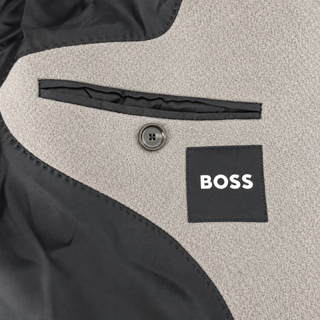 BOSS Relaxed-Fit Wool Velour Coat Light Grey