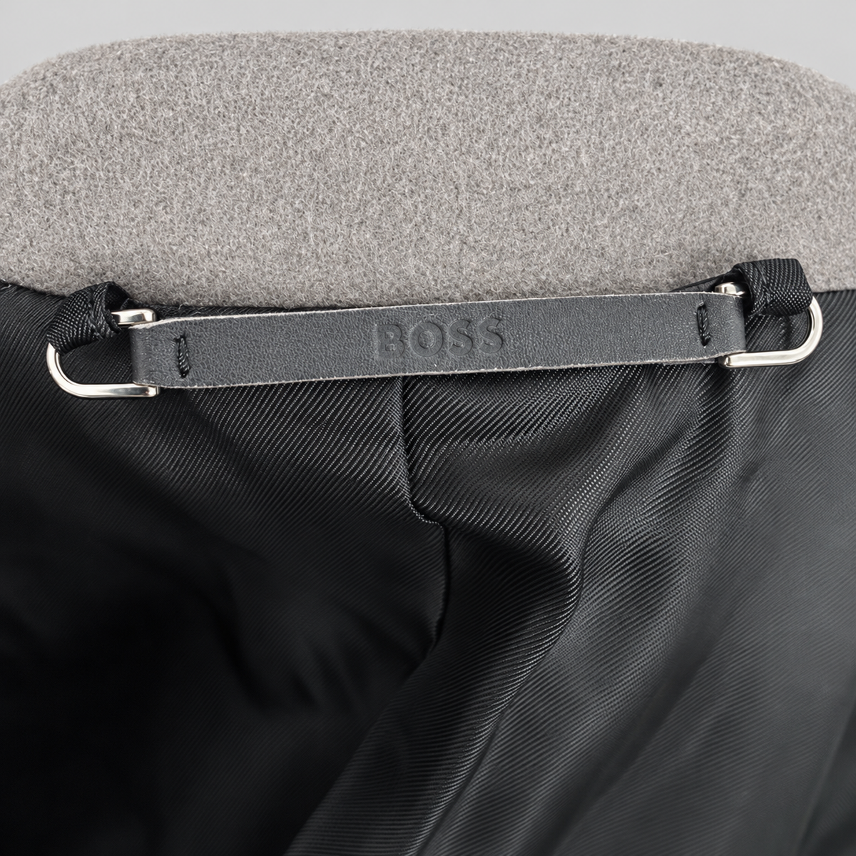 BOSS Relaxed-Fit Wool Velour Coat Light Grey