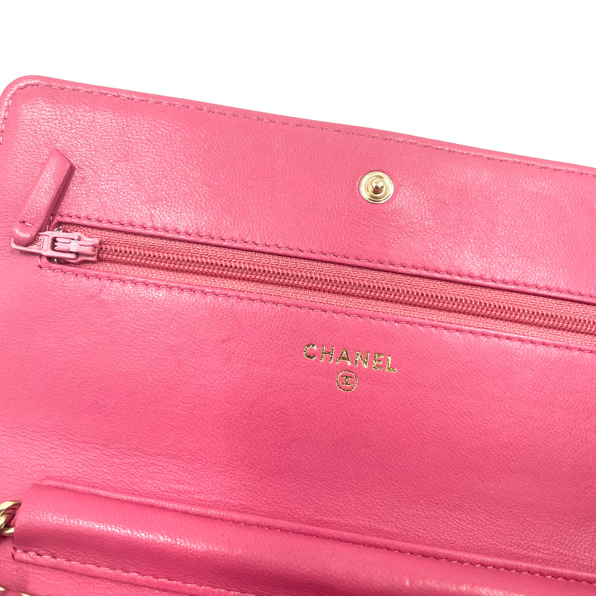 Chanel Pink Camellia Embossed Leather Chain Wallet/Crossbody Bag