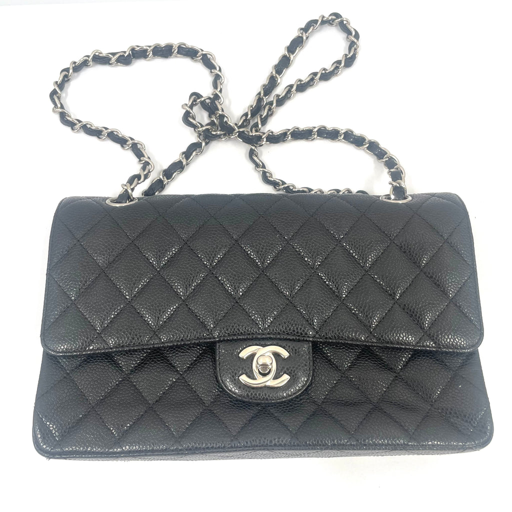 Chanel Black Caviar Leather Classic Flap Chain Shoulder Bag