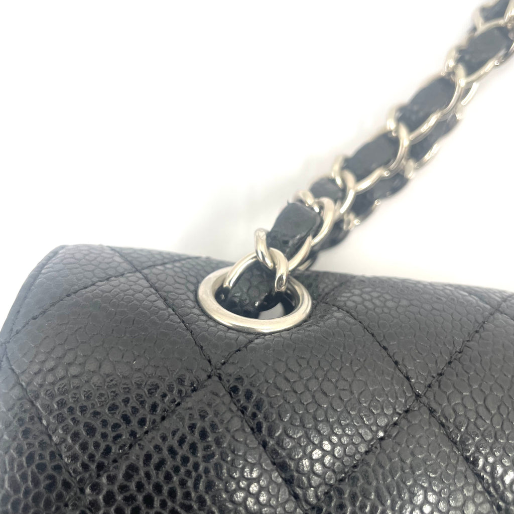 Chanel Black Caviar Leather Classic Flap Chain Shoulder Bag