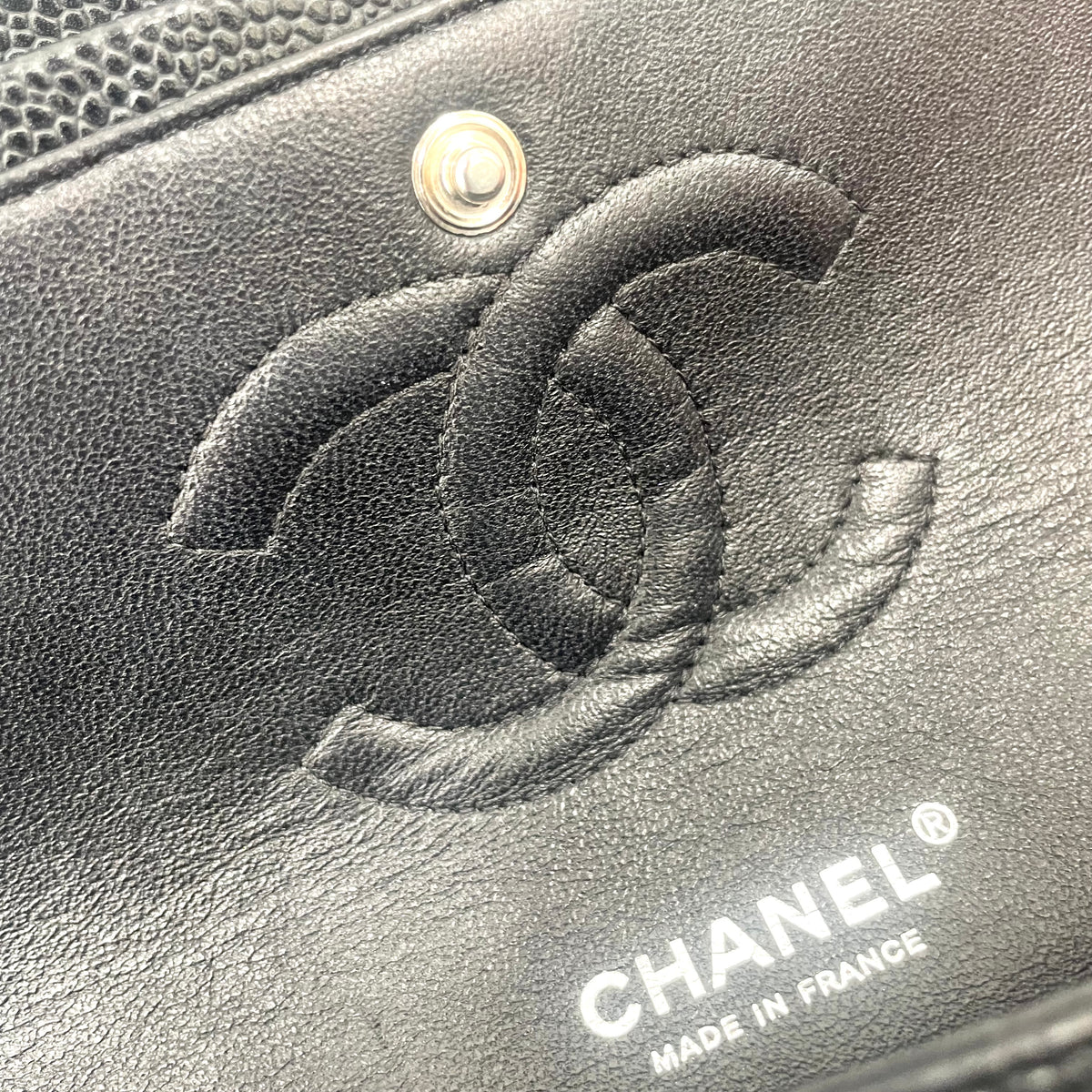 Chanel Black Caviar Leather Classic Flap Chain Shoulder Bag