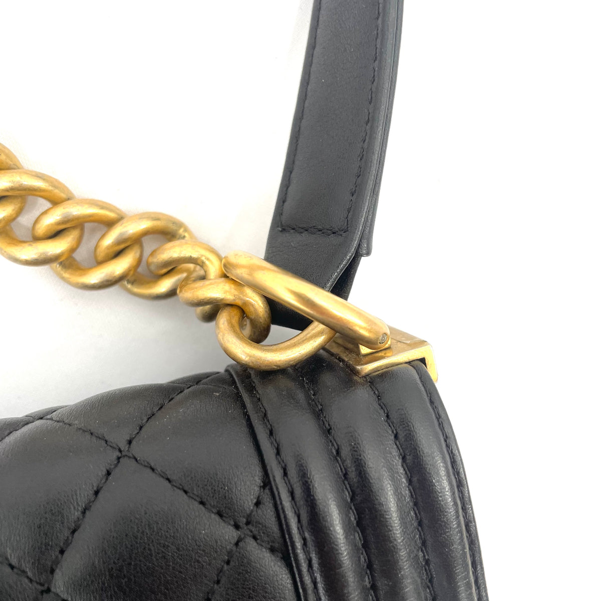 Chanel Boy Bag Black Quilted Leather with Antique Gold Hardware