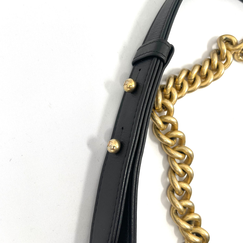 Chanel Boy Bag Black Quilted Leather with Antique Gold Hardware