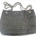 Chanel Grand Shopping Tote (GST) Black Caviar Leather Silver Hardware