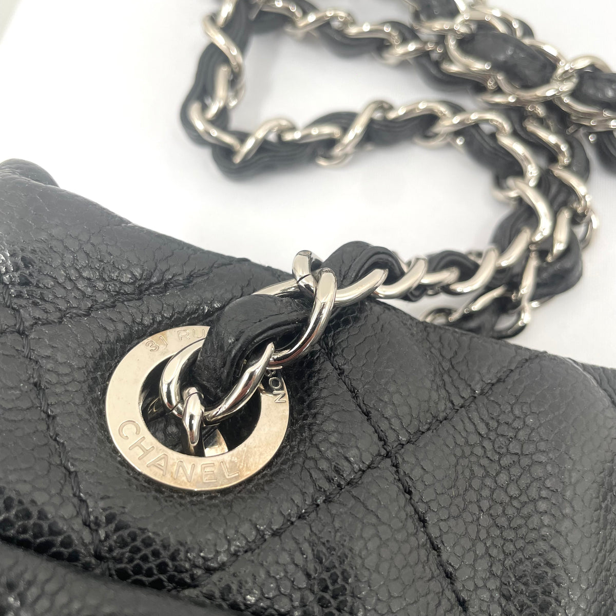 Chanel Grand Shopping Tote (GST) Black Caviar Leather Silver Hardware