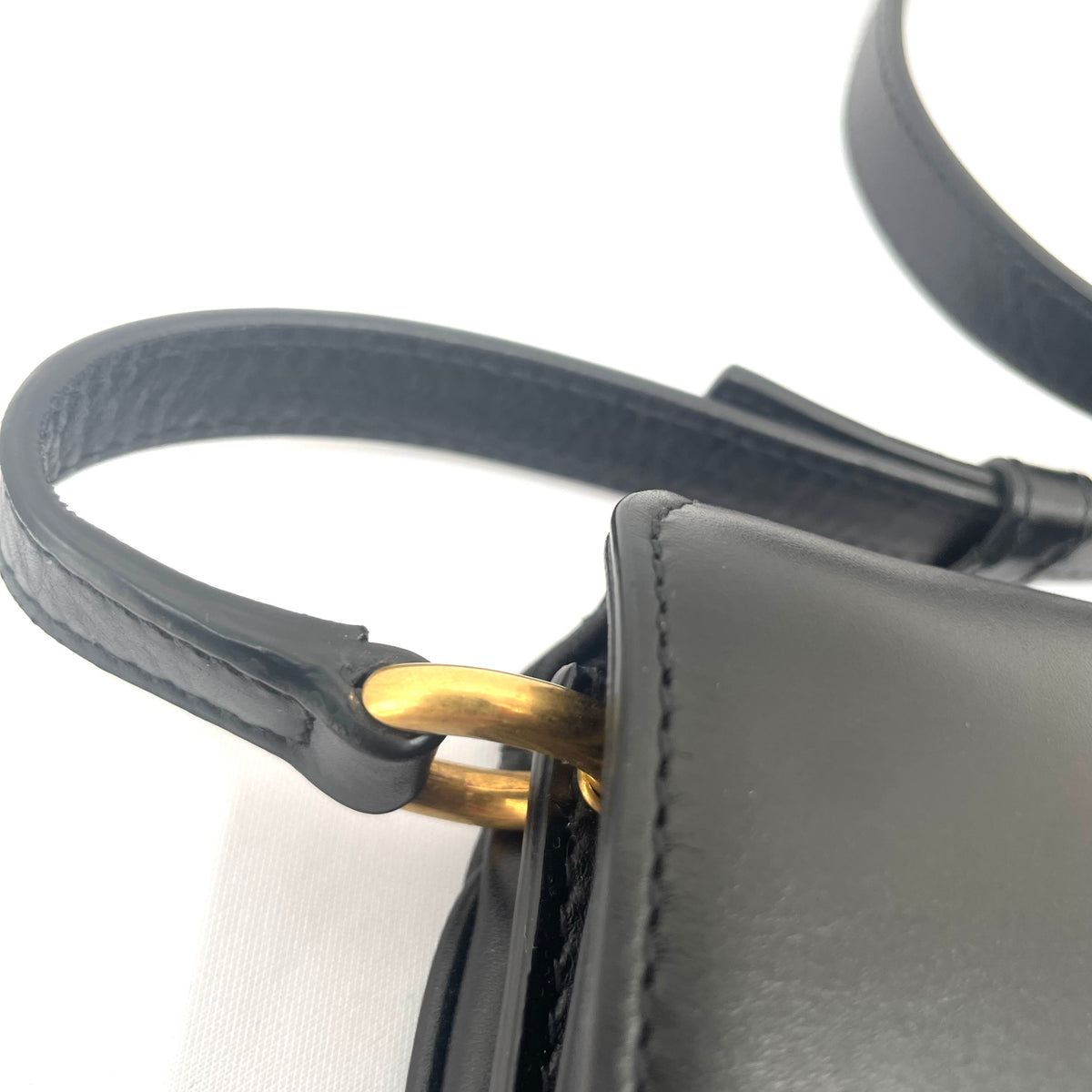 Saint Laurent Black Leather Chain Link Crossbody Bag Gold Hardware