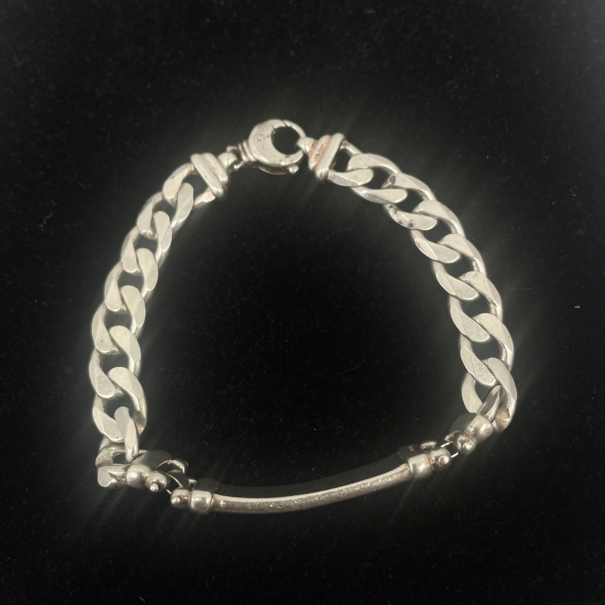 925 Silver Curb Link ID Bracelet 17" 9mm
