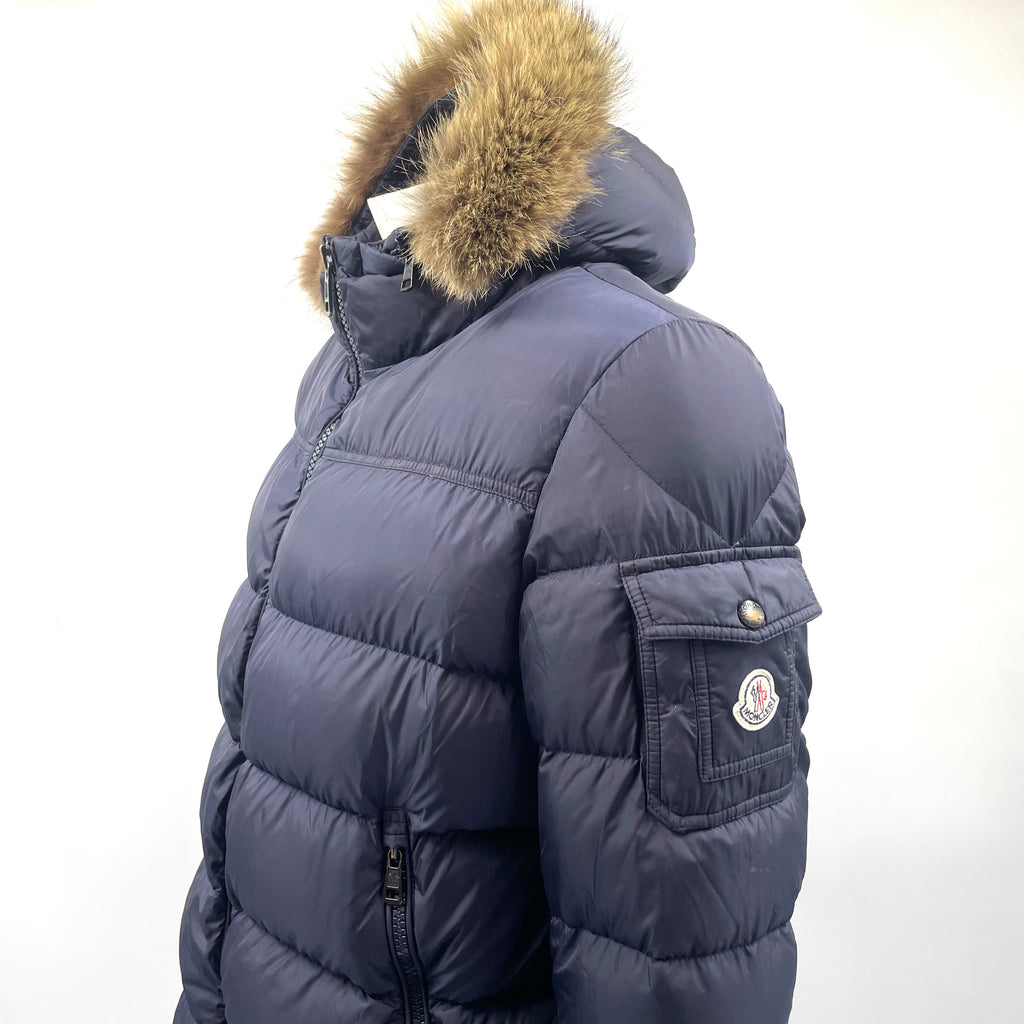 Moncler Mayaf Quilted Shell Down Jacket in navy blue