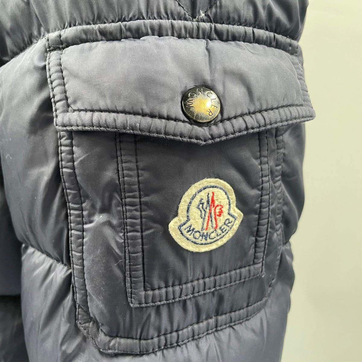 Moncler Mayaf Quilted Shell Down Jacket in navy blue
