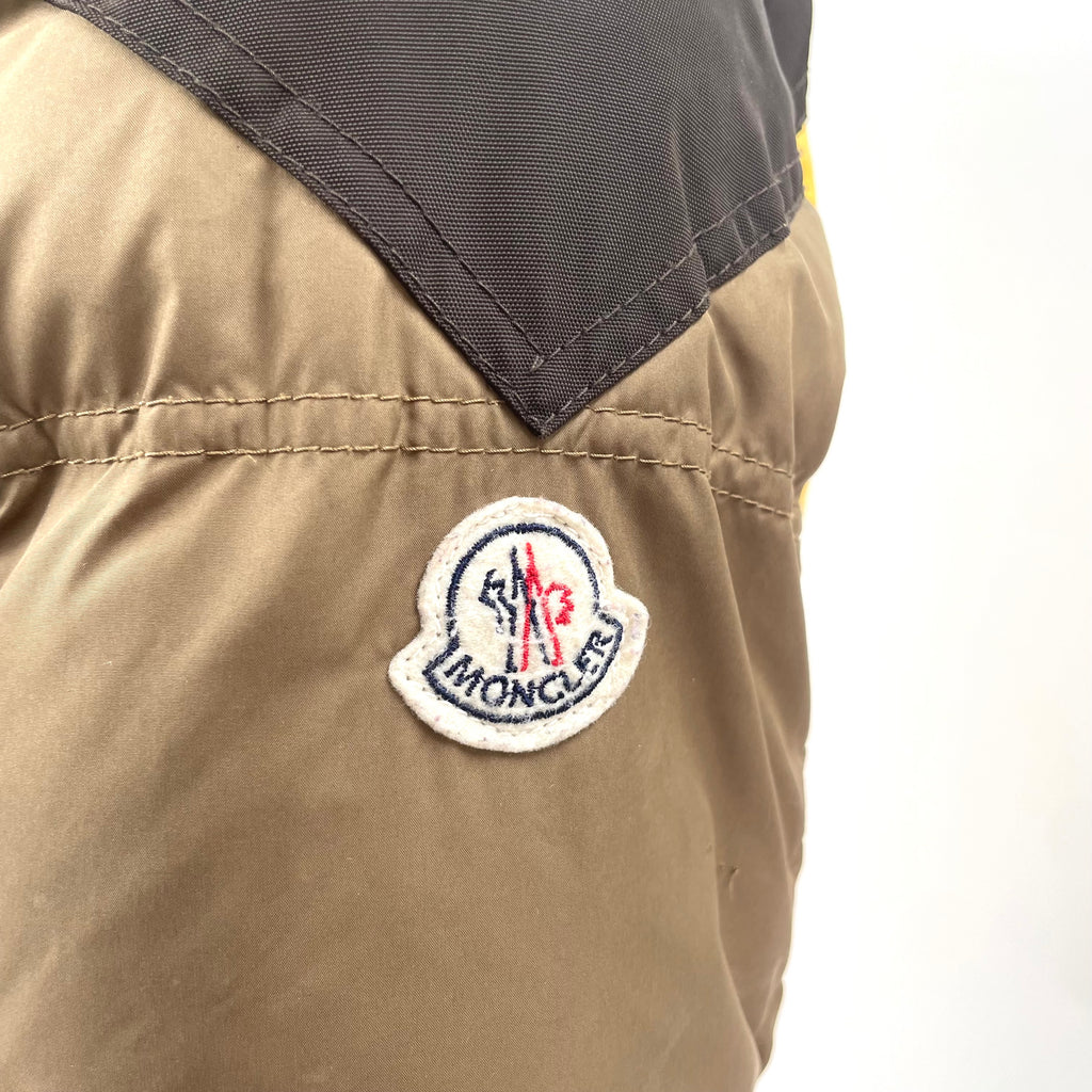 Moncler Brown Quilted Puffer Jacket with Yellow Hood