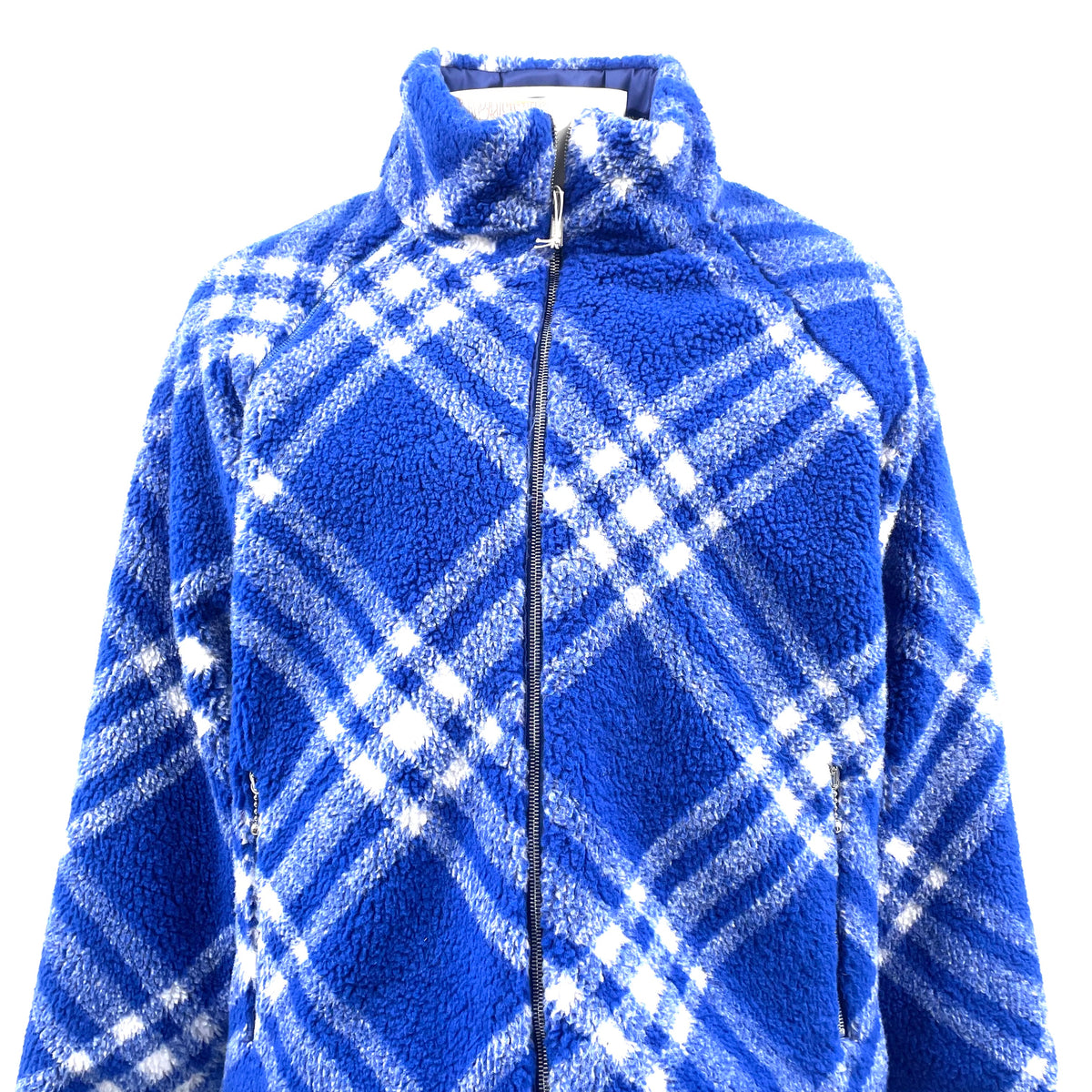 Burberry Blue & White Sherpa Fleece Jacket – Brand New – EU 49