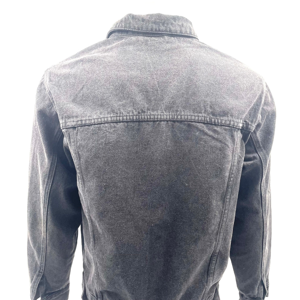 Balenciaga Black Denim Jacket with Red Logo