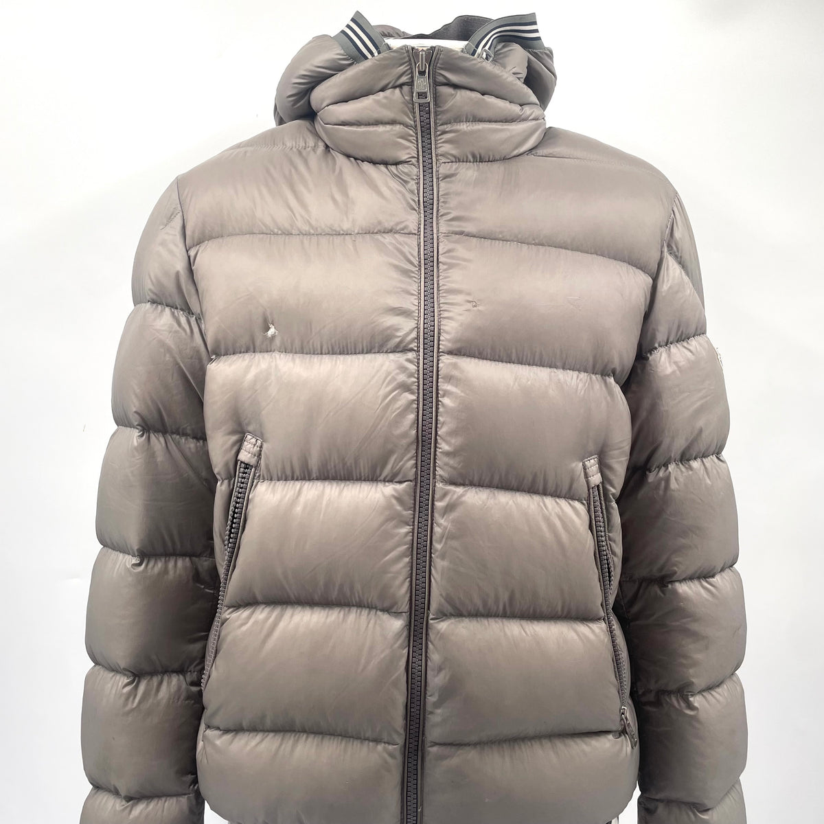 Moncler Grey Puffer Jacket with Hood