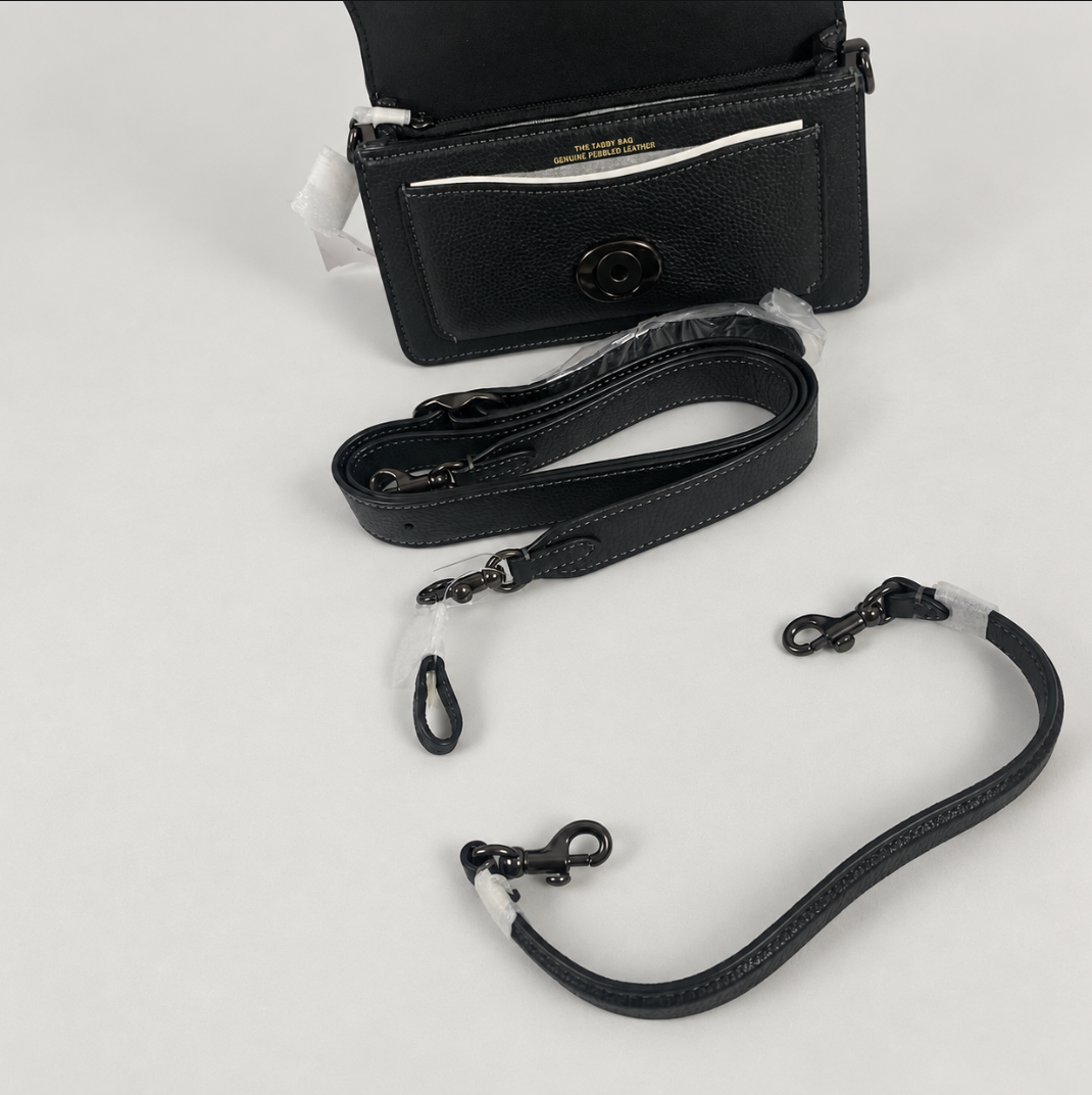 Coach Tabby 20 Pebbled Leather Shoulder Crossbody Bag – Black