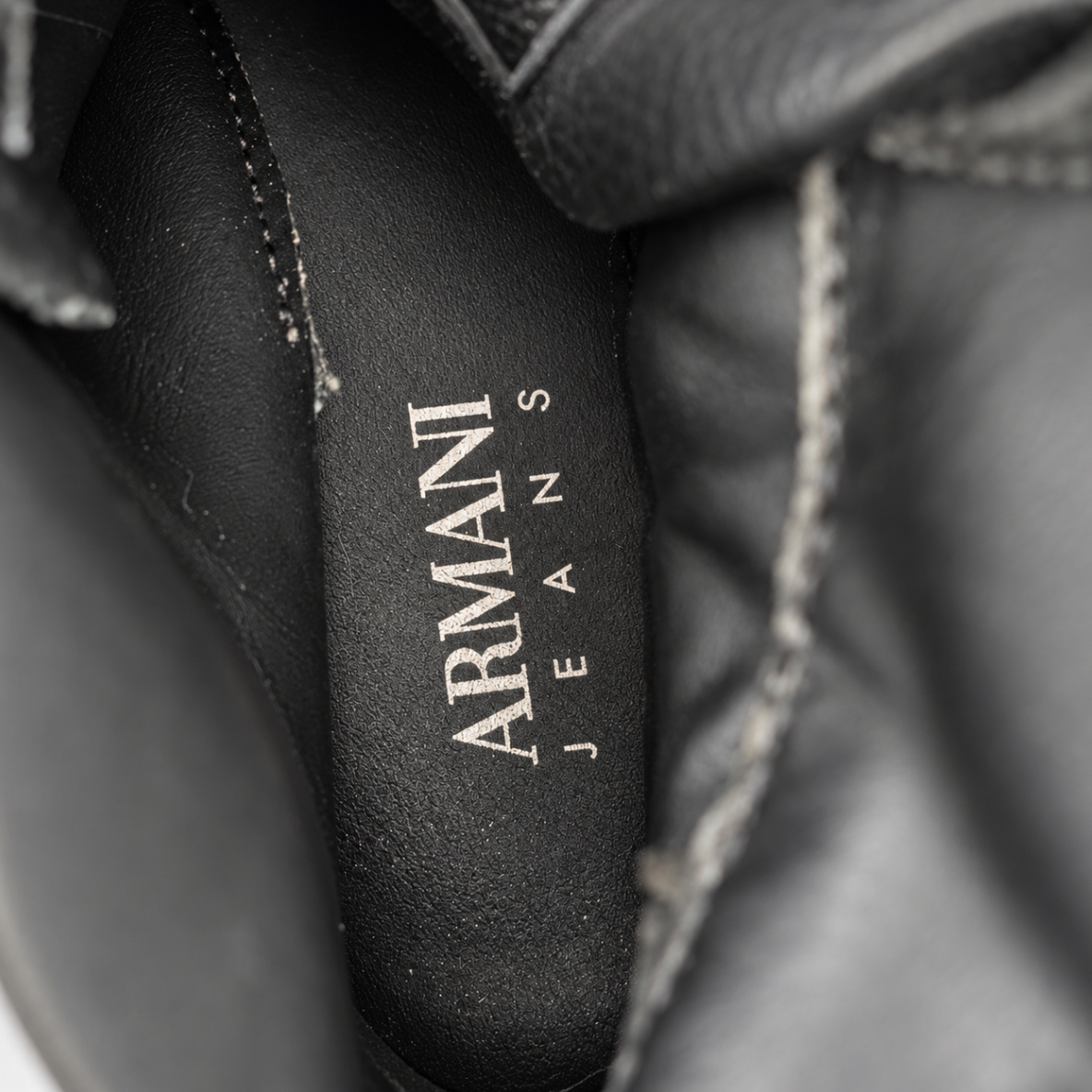 Armani Jeans 925301 7A651 Black Leather High-Top Trainers