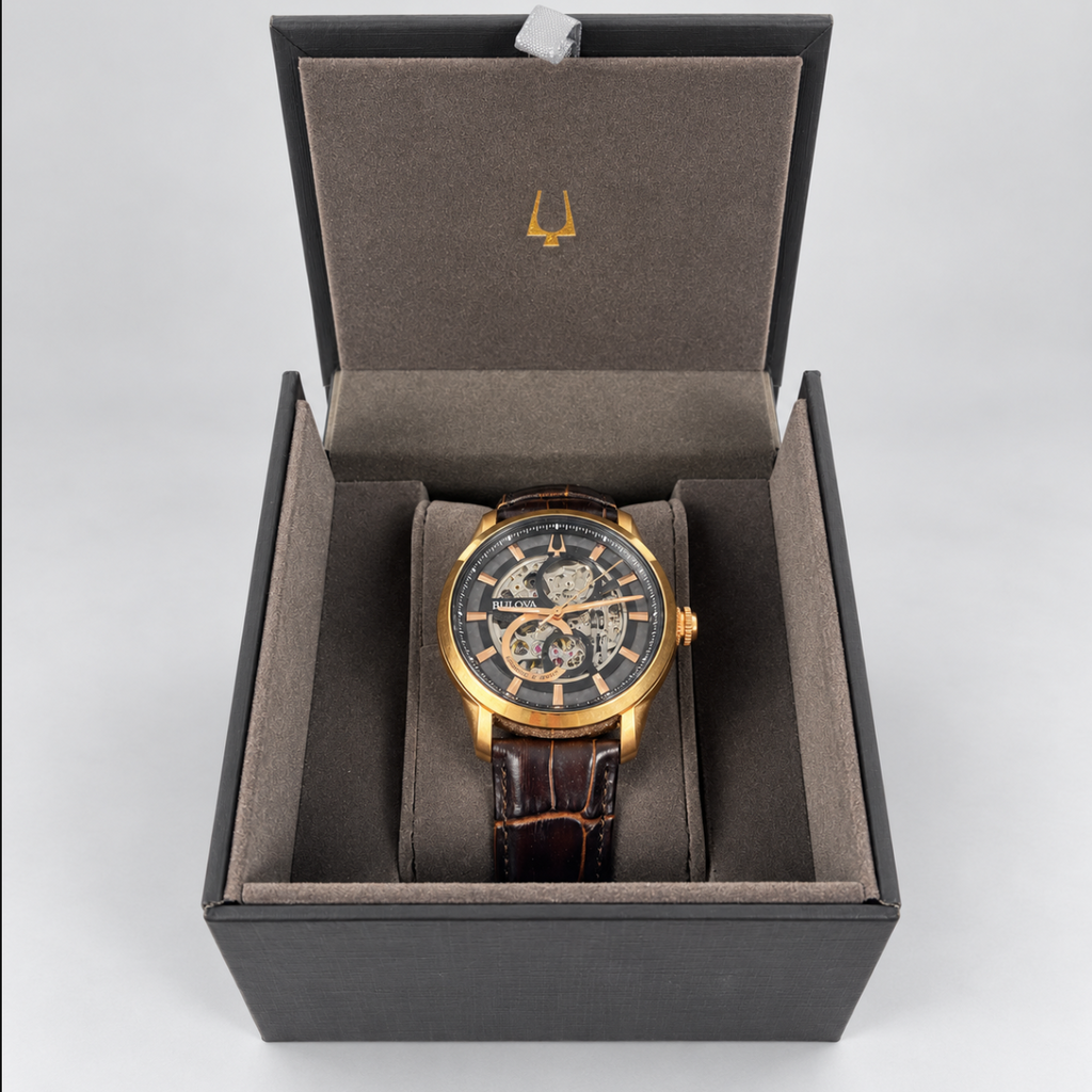 Bulova Sutton Automatic Skeleton 43mm Rose Gold Tone Men's Watch