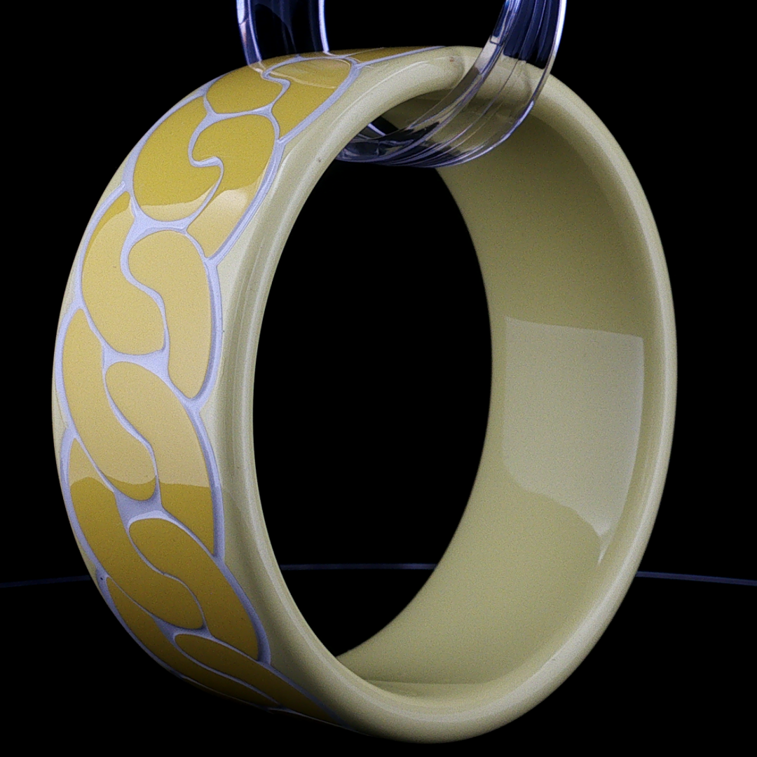 Hermès Wide Chain Link Lacquer Bangle Yellow T2 | Boxed