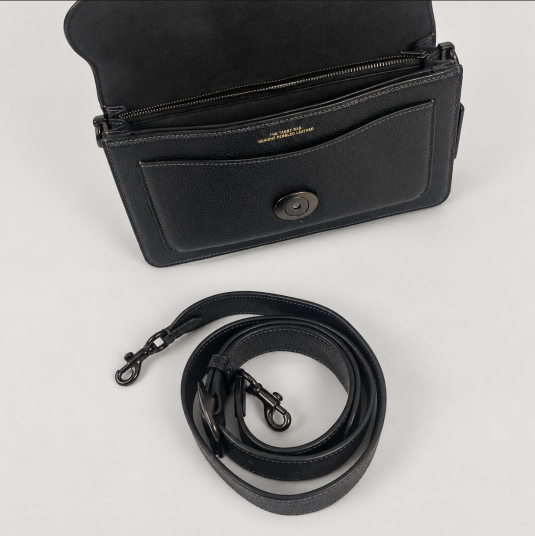 Coach Tabby 26 Pebbled Leather Shoulder Crossbody Bag – Black