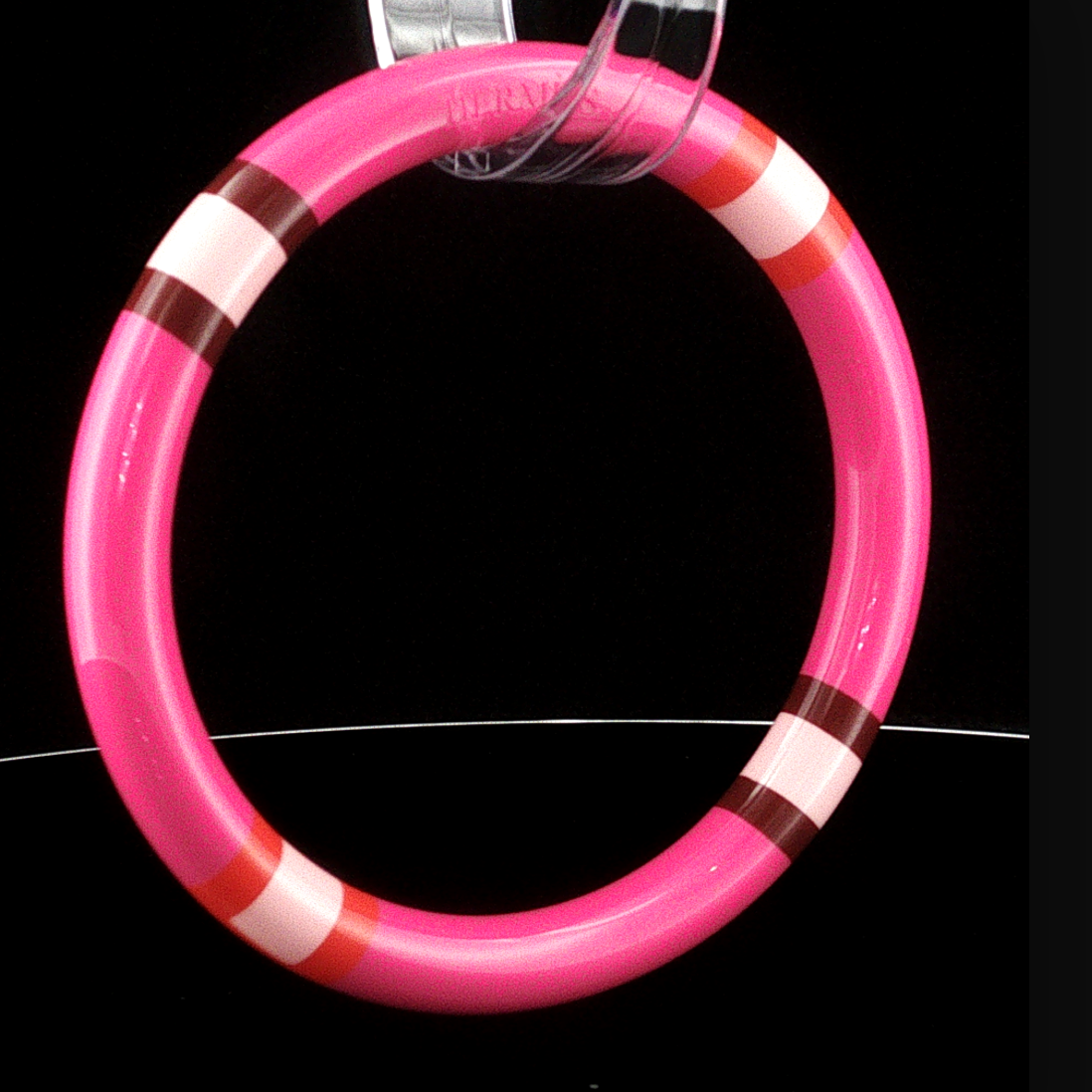 Hermès Striped Lacquer Bangle Fuchsia