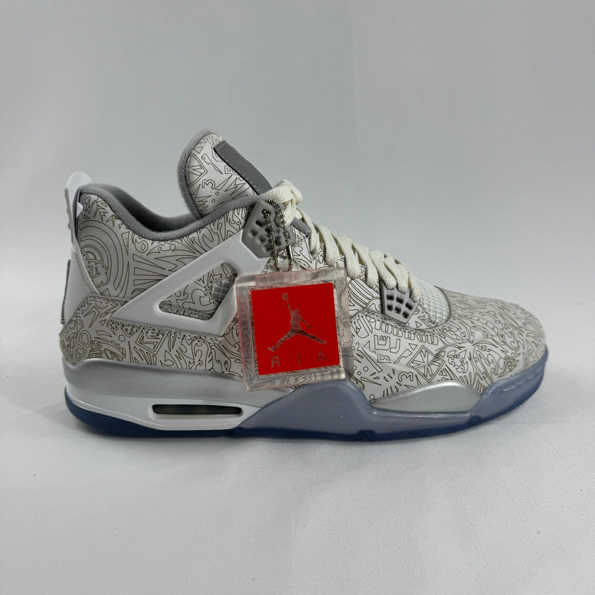 The Air Jordan 4 Retro “Laser” is a special edition of the Jordan 4 that features an all-over laser-etched graphic design