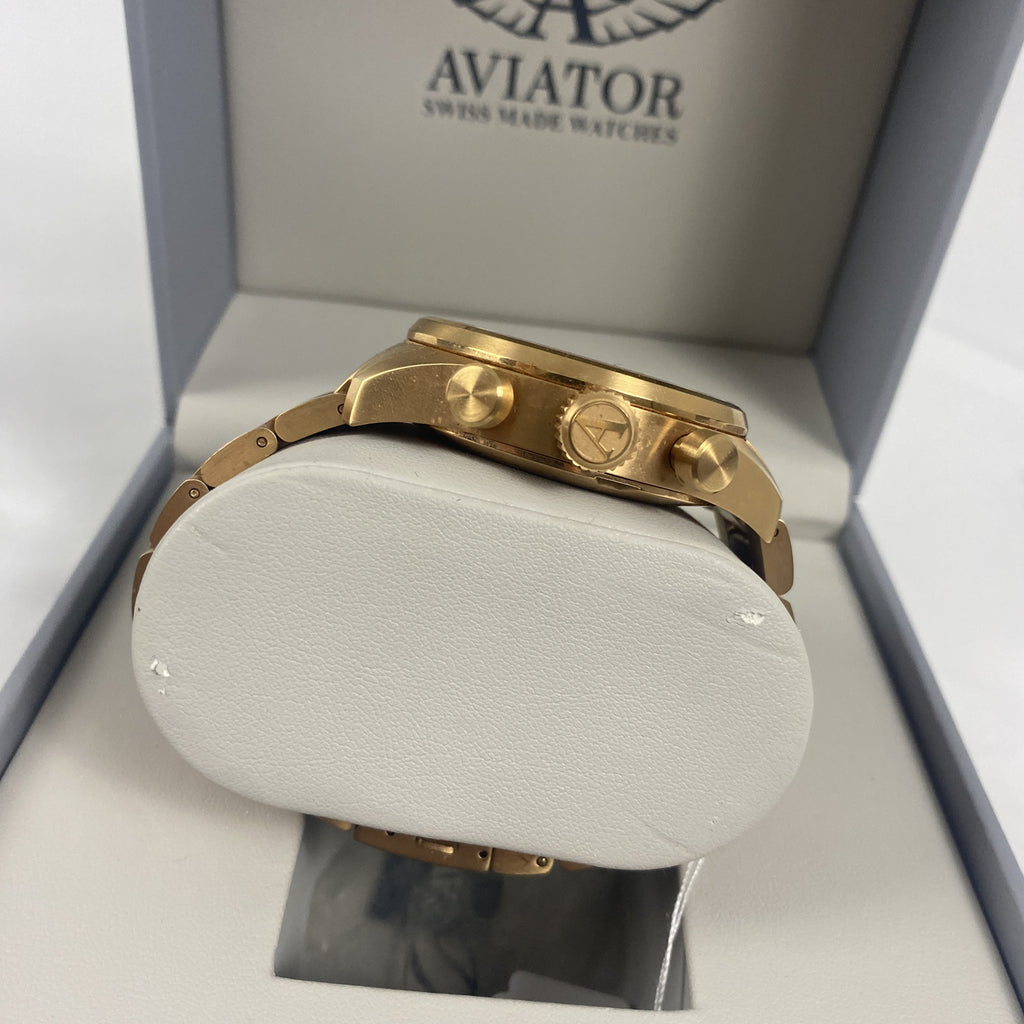 Aviator Airacobra P45 Chrono 45mm Rose Gold Cream Dial Men's Watch
