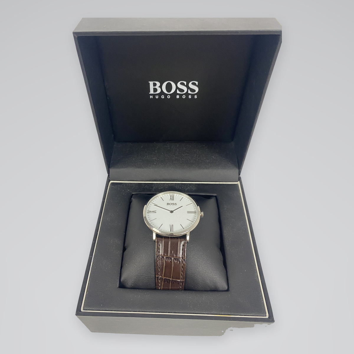 BOSS Jackson 40mm White Dial Brown Leather Men's Watch