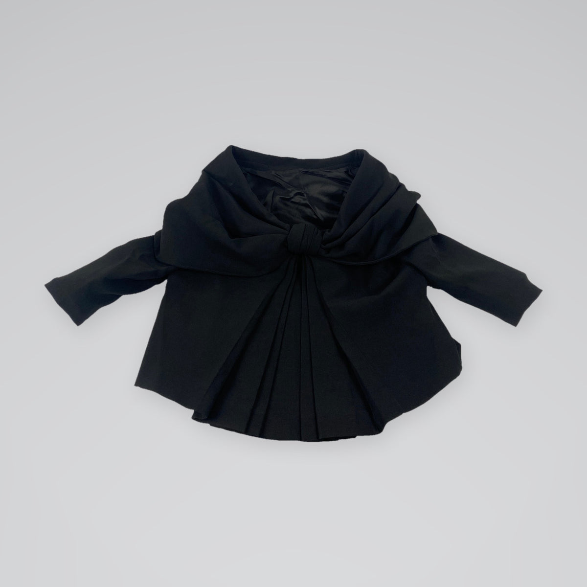 Giambattista Valli Draped Bow Wool Silk Jacket Black