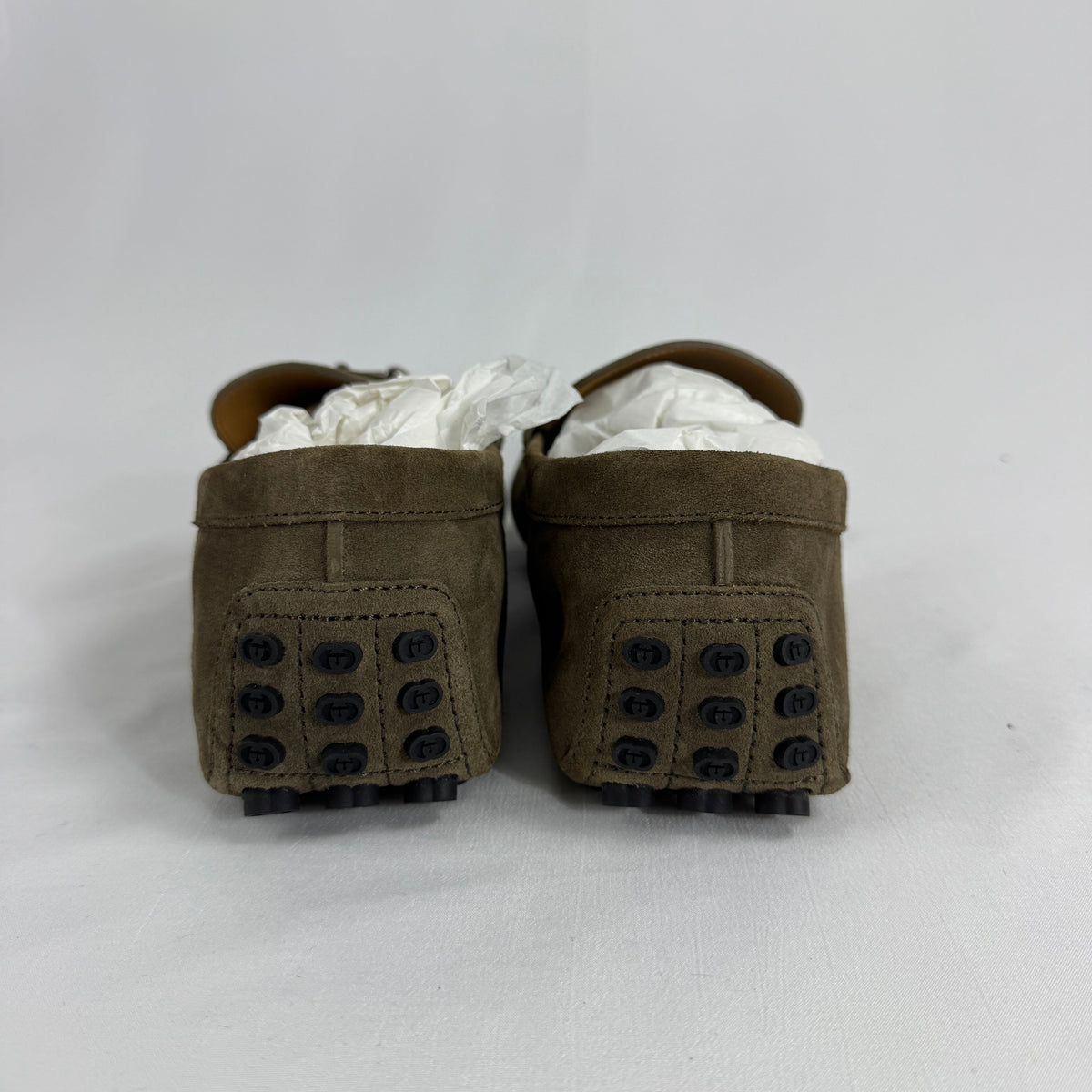 The Gucci Byron Driver Suede Loafers combine classic Italian craftsmanship with relaxed sophistication. Crafted from soft