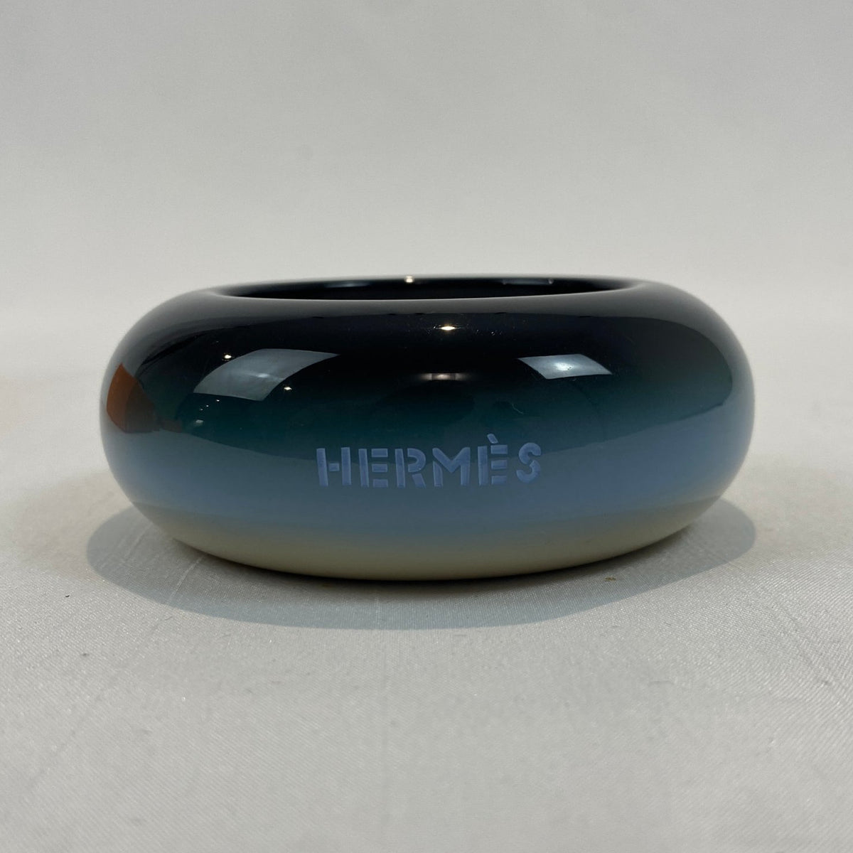 Hermès Chunky Resin Bangle Navy Blue Grey Ombré