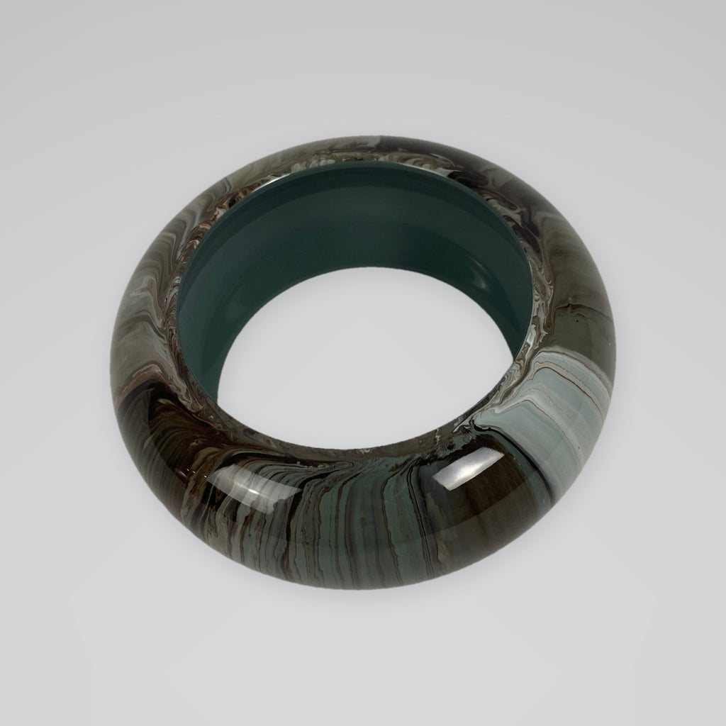 Hermès Marbled Lacquer Wide Bangle Grey & Brown