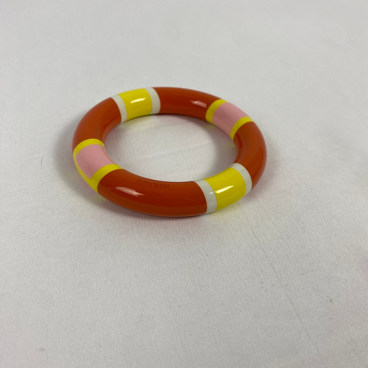 Hermès Striped Lacquer Bangle Orange Yellow Pink