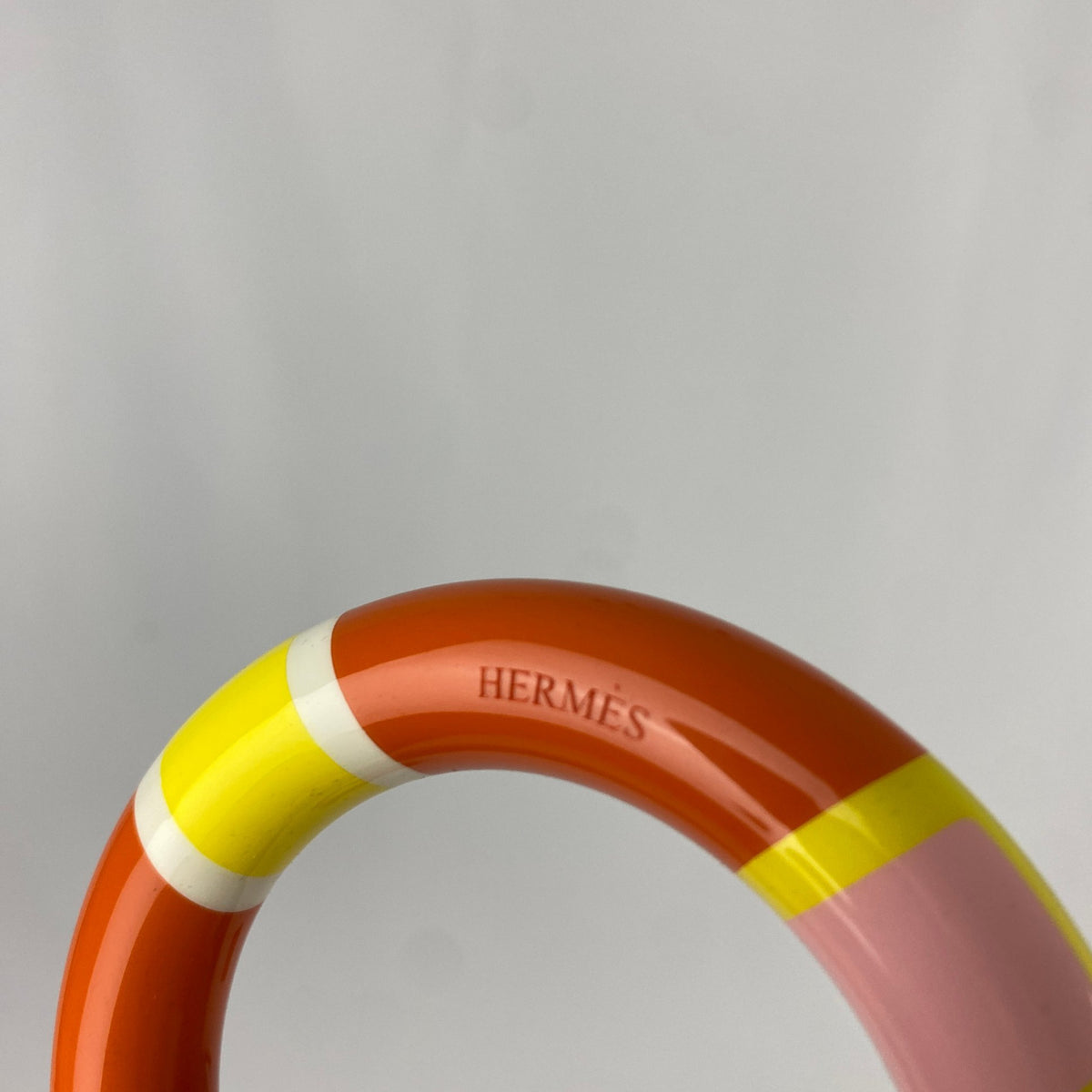 Hermès Striped Lacquer Bangle Orange Yellow Pink