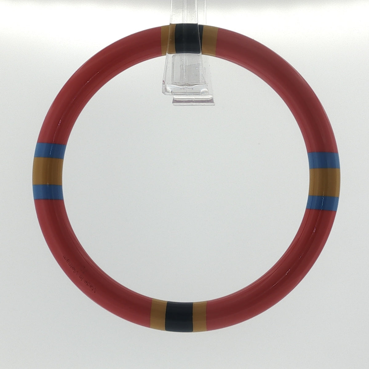 Hermès Striped Lacquer Bangle Red Navy Blue Mustard