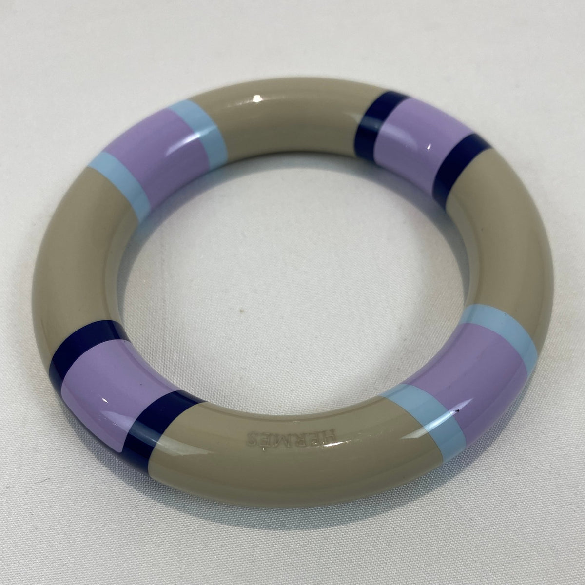 Hermès Striped Lacquer Bangle Taupe Lilac Blue