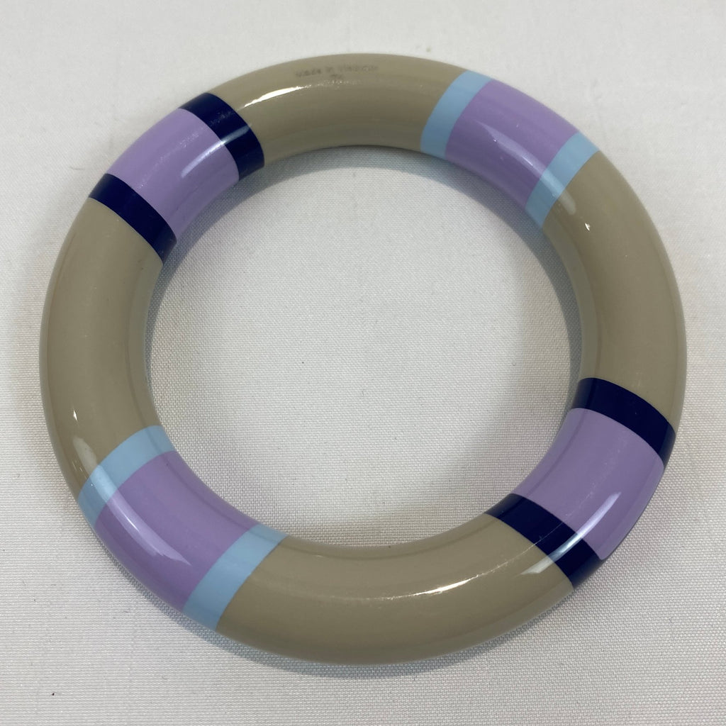 Hermès Striped Lacquer Bangle Taupe Lilac Blue
