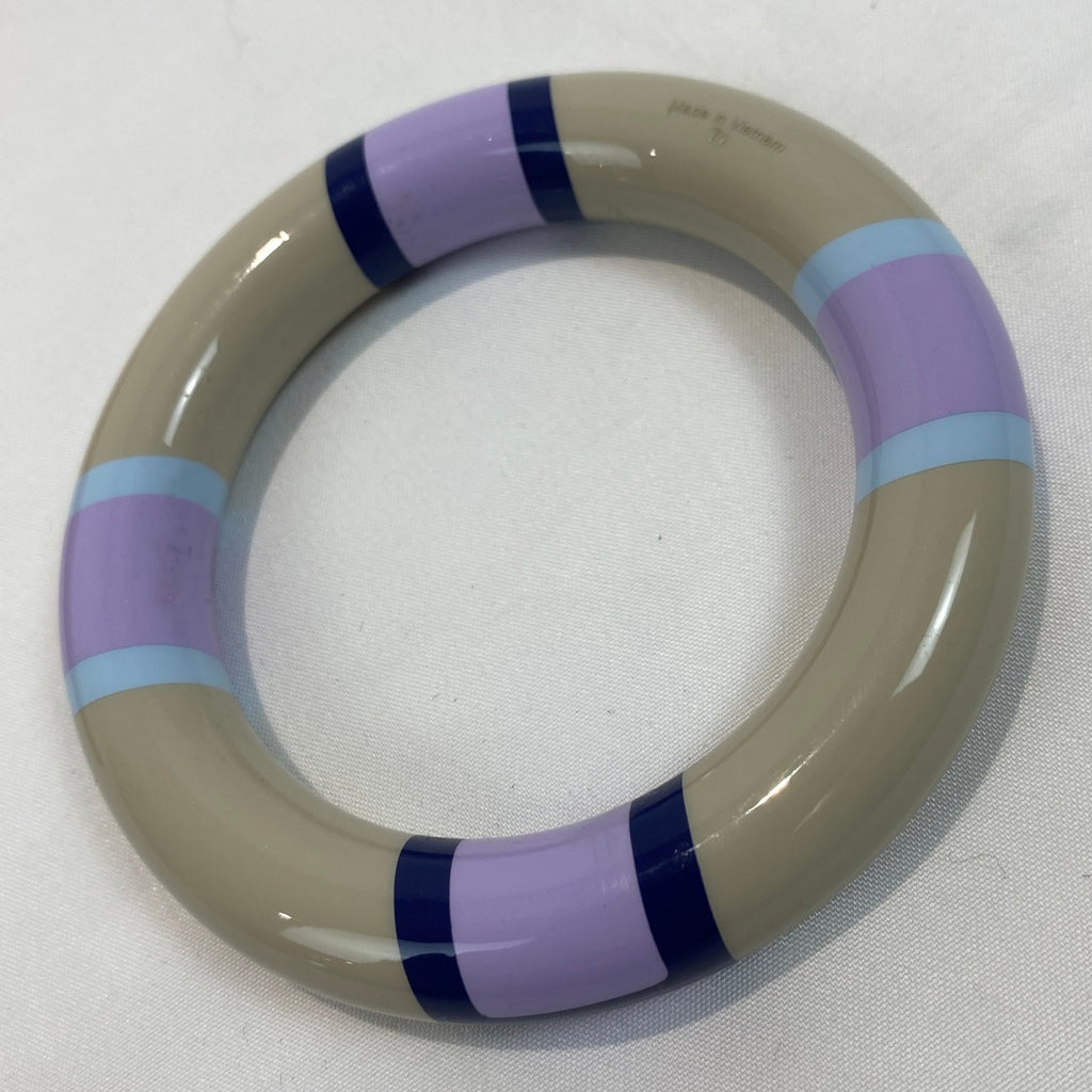 Hermès Striped Lacquer Bangle Taupe Lilac Blue