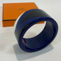 Hermès Wide Striped Lacquer Bangle Navy Caramel
