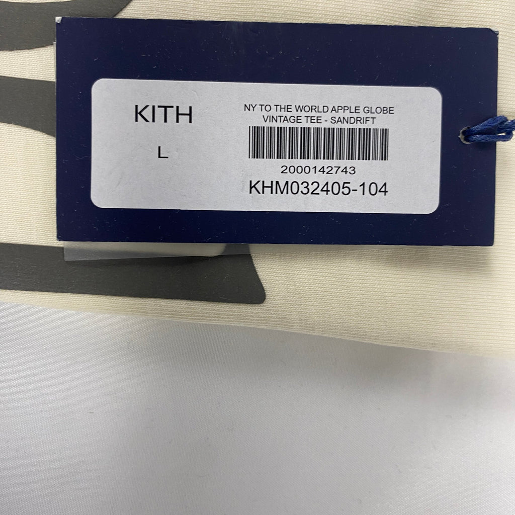 Kith NY to the World Apple Globe Vintage Tee Sandrift