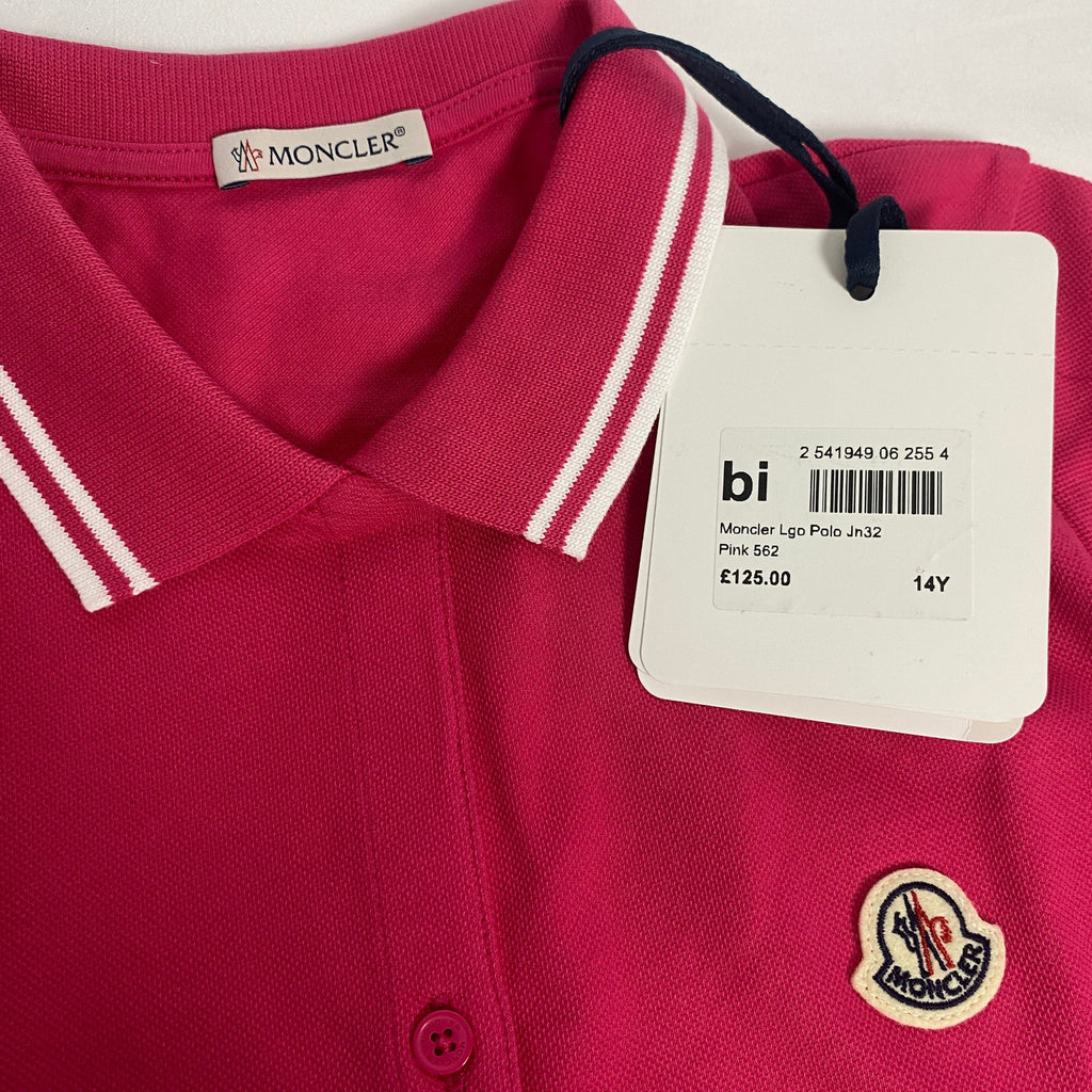 Moncler Girls' Tipped Polo Shirt Pink