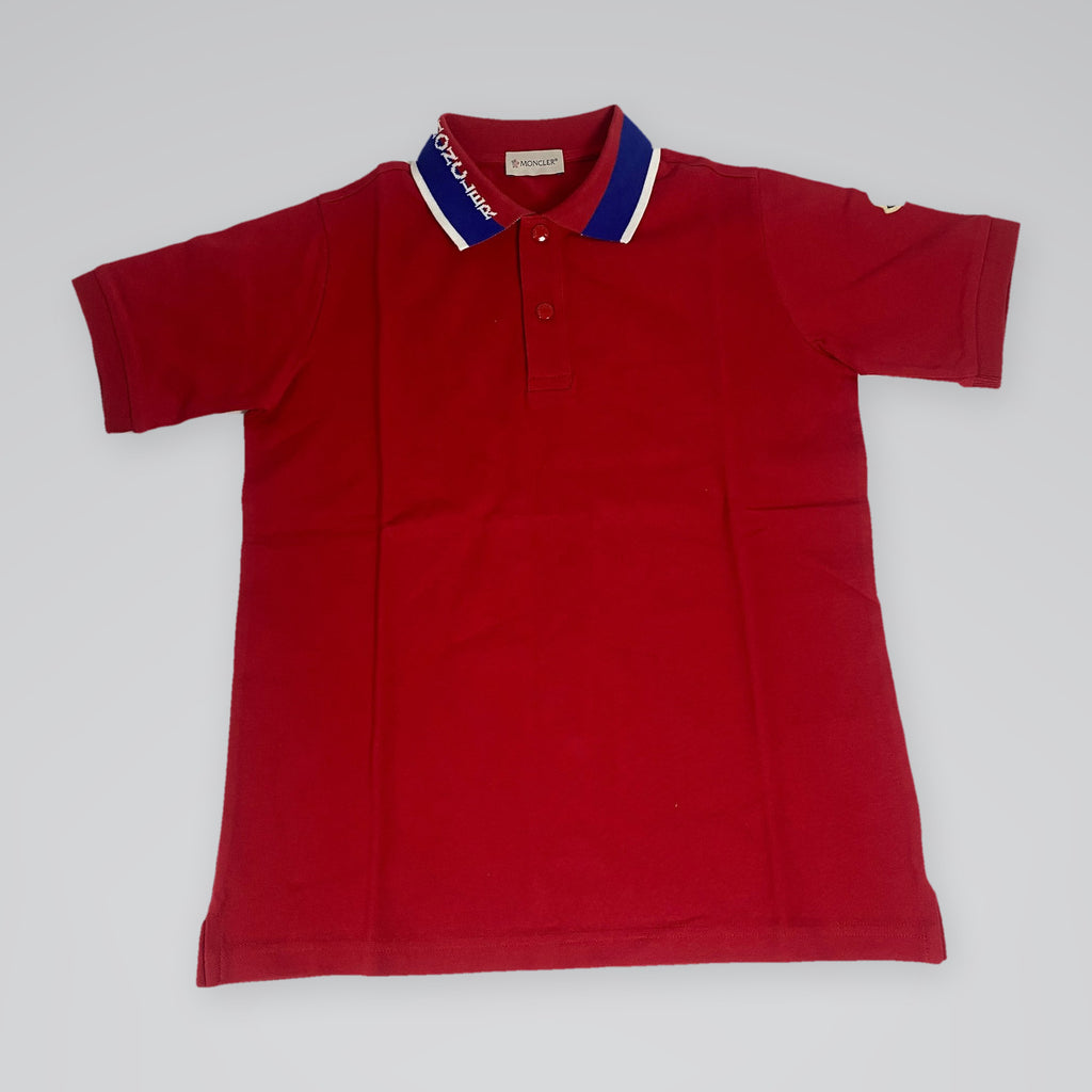 Moncler Kids' Logo Collar Polo Shirt Red