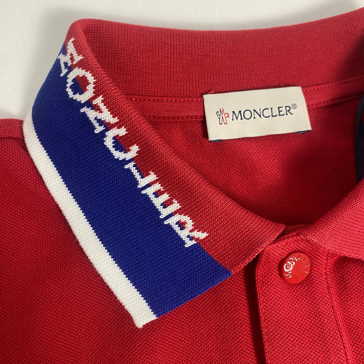 Moncler Kids' Logo Collar Polo Shirt Red