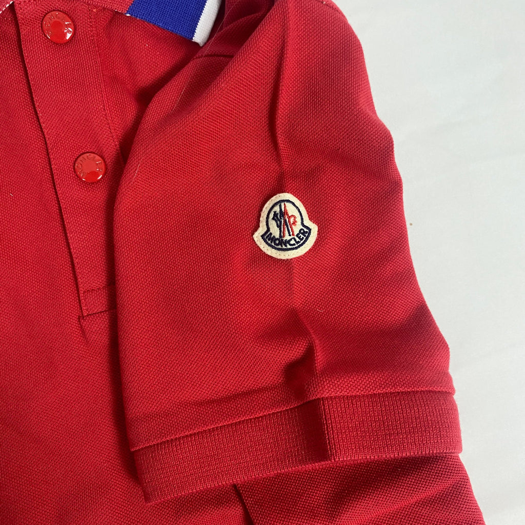Moncler Kids' Logo Collar Polo Shirt Red