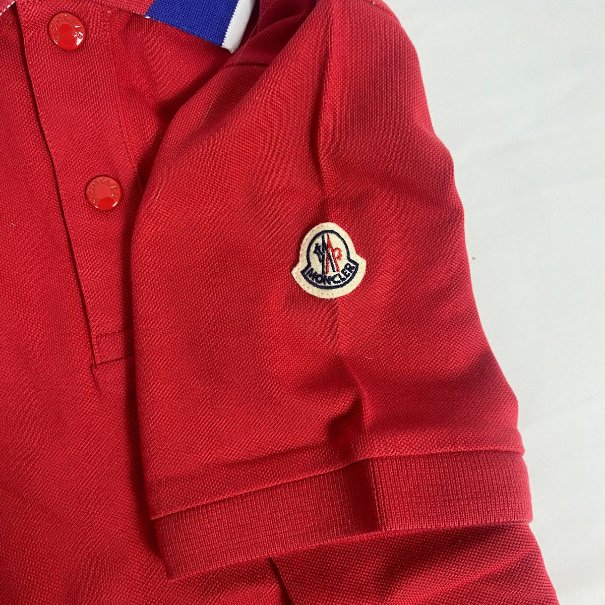 Moncler Kids' Logo Collar Polo Shirt Red