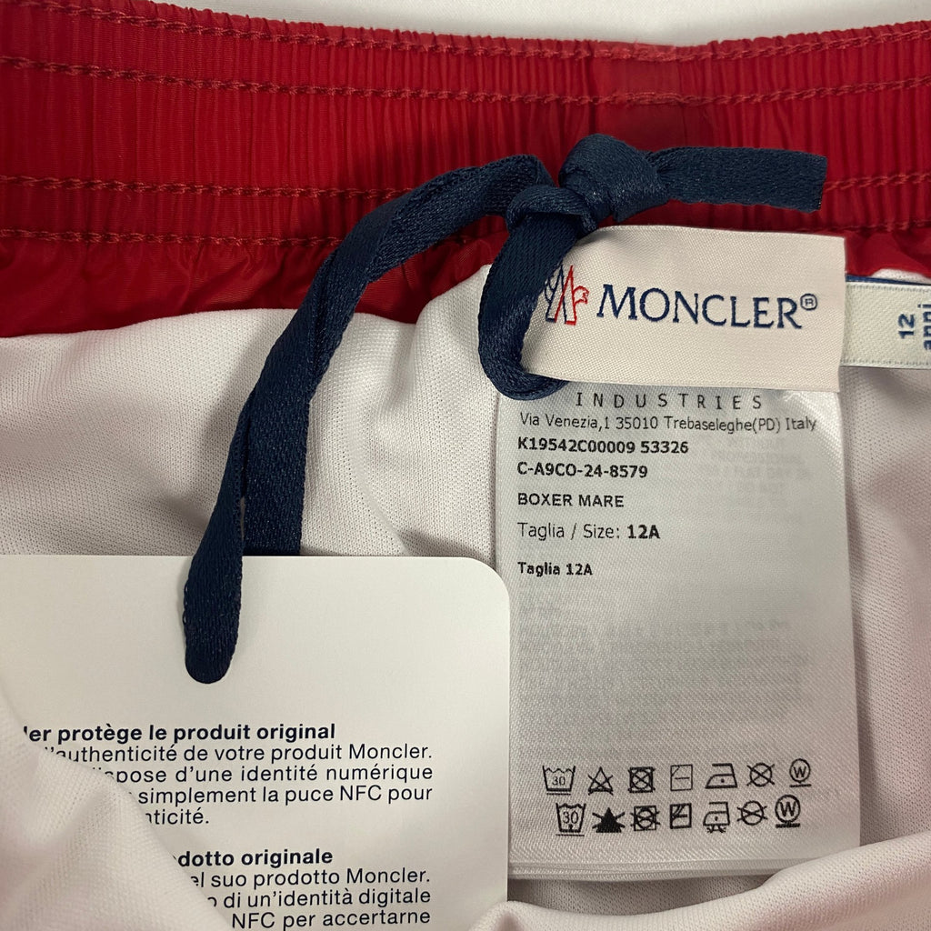 Moncler Kids' Logo Swim Shorts Red