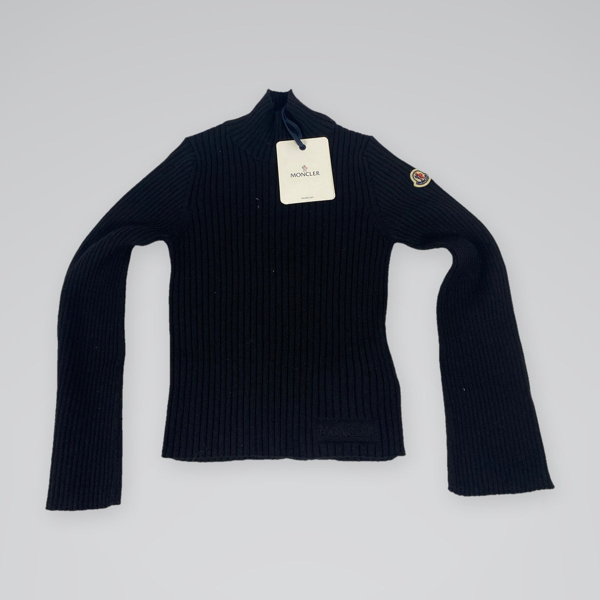 Moncler Kids' Ribbed Knit Turtleneck Navy