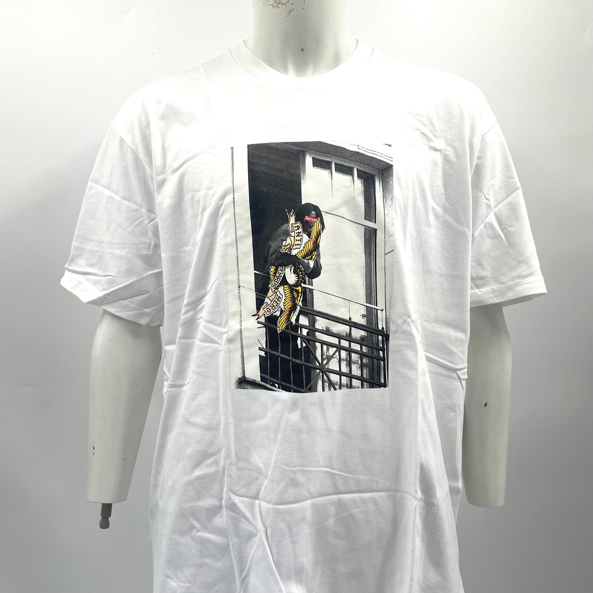 Supreme Antiheroa Balcony Graphic Tee In White. Size XL.