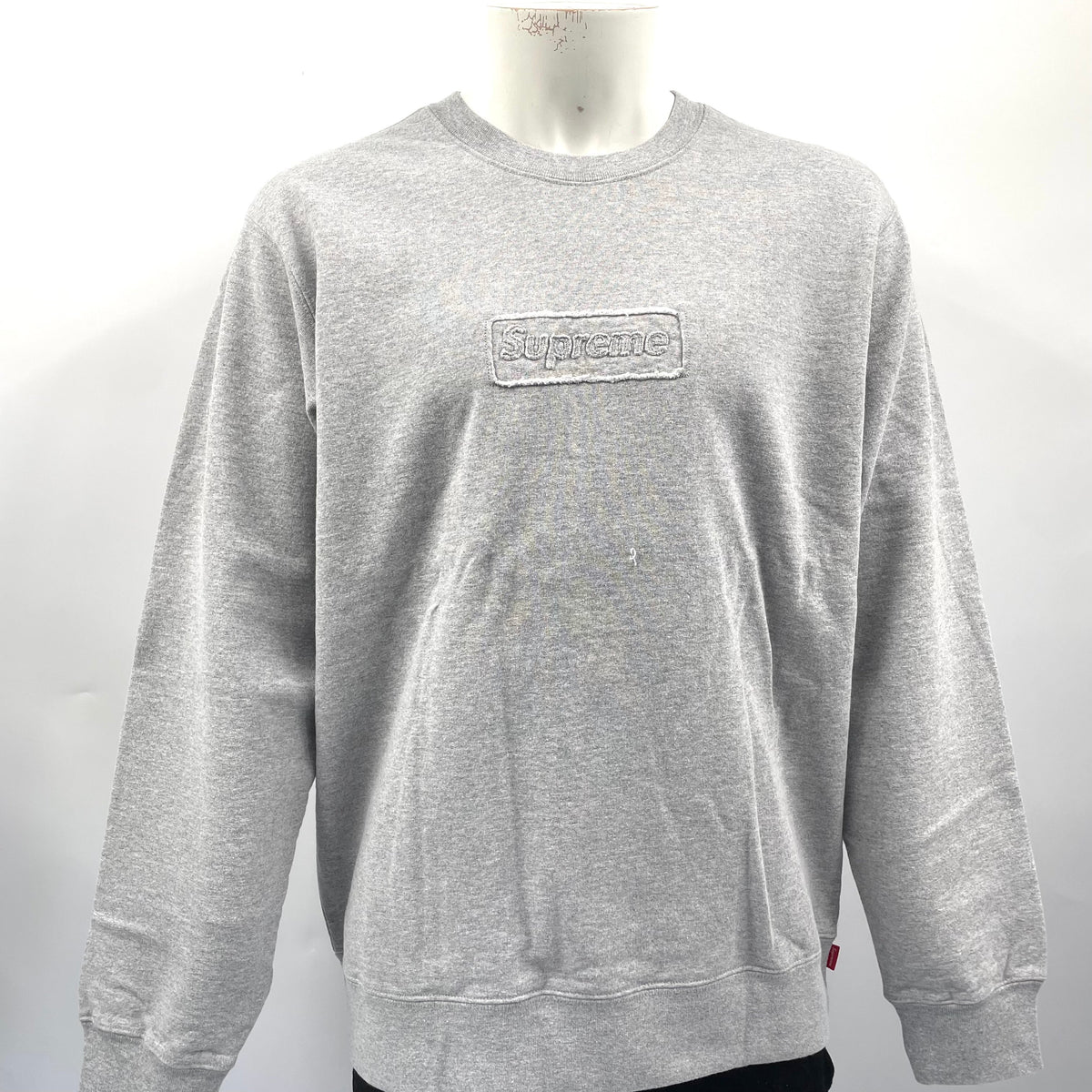 Supreme Plain Grey Crewneck With Cutout Logo. Size Large