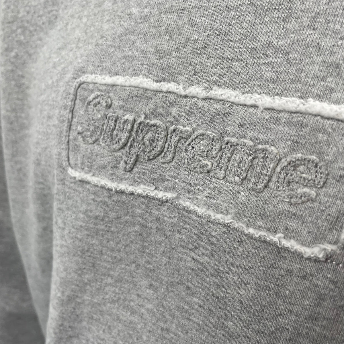 Supreme Plain Grey Crewneck With Cutout Logo. Size Large